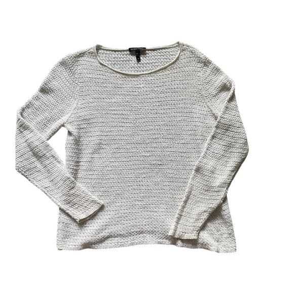 Eileen Fisher Open Box Knit white/beige Sweater Size Small Cotton/Linen beach - Picture 1 of 7
